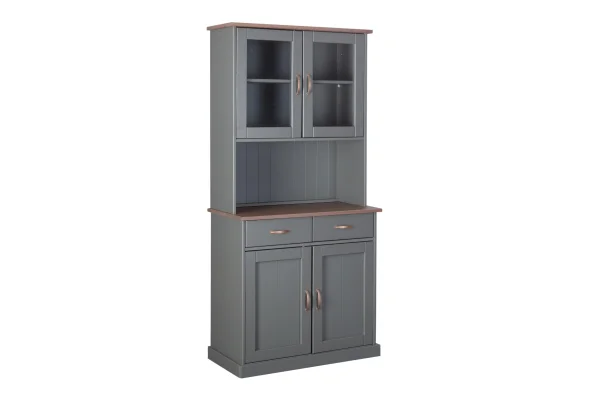 Luzerna Vitrinenschrank 2+2 Türen und 2 Schubladen Grau, Braun.