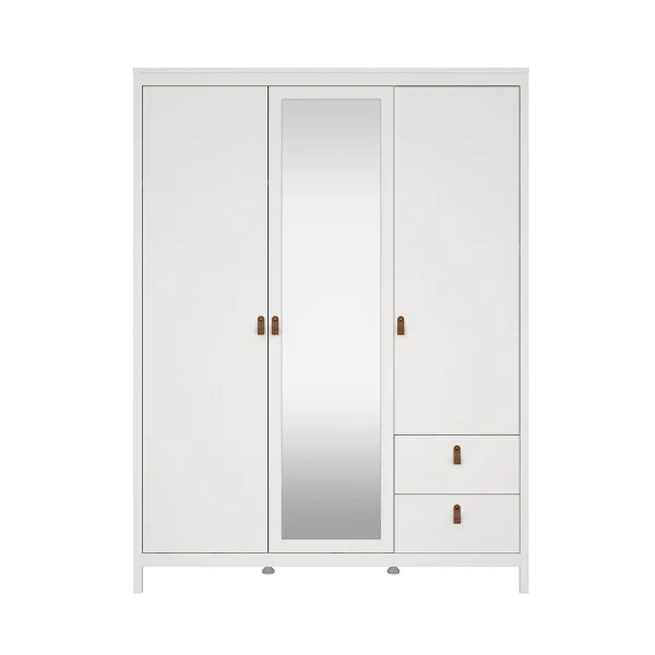 Madrid Kleiderschrank 199x150x59cm, 2 Türen, 1 Spiegeltür, 2 Schubladen weiß.