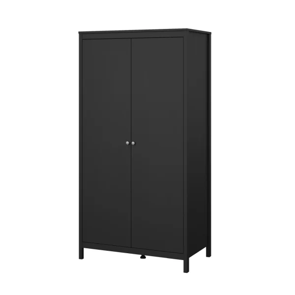 Madrid Kleiderschrank 2 Türen schwarz matt.