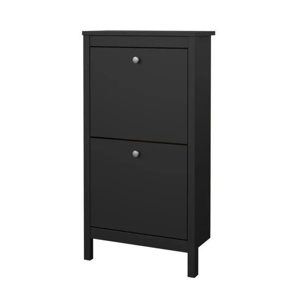 Madrid Schuhschrank 2 Klaptüren schwarz matt.