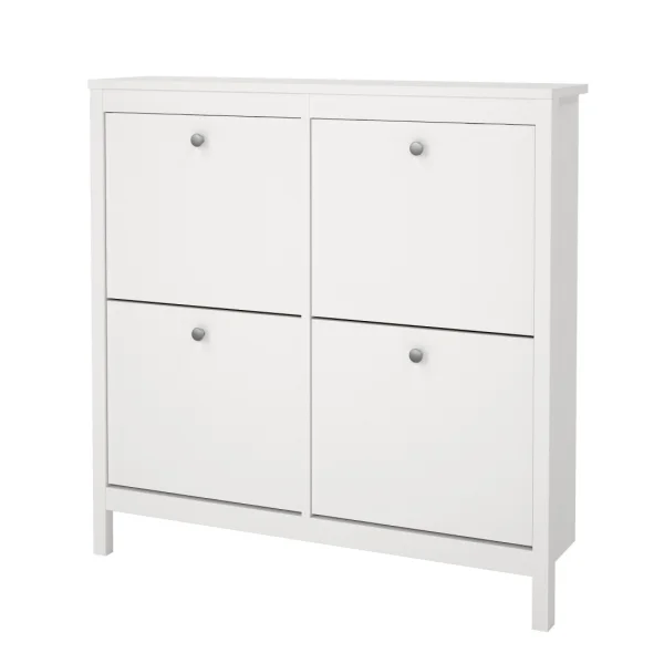 Madrid Schuhschrank 4 Klaptüren weiß.