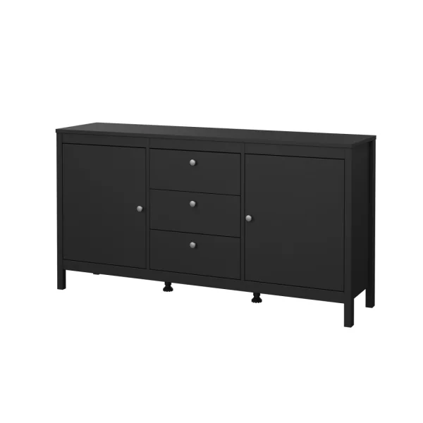 Madrid Sideboard 2 Türen 3 Schubladen schwarz matt.