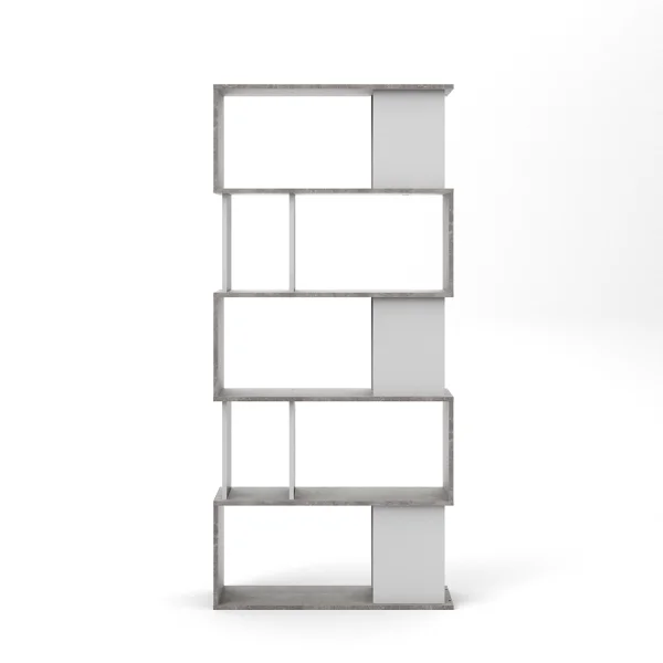 Magda Regal Bücherregal mit 5 Ablagen, beton dekor,weiss.