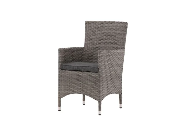 Malin Gartenstuhl mit Armlehnen inkl. Kissen, stapelbar grau.