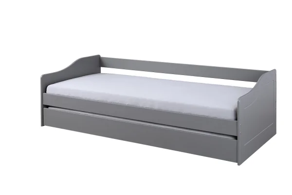 Malsu Bett 90x200 cm mit 1 Ausziehbett, grau.