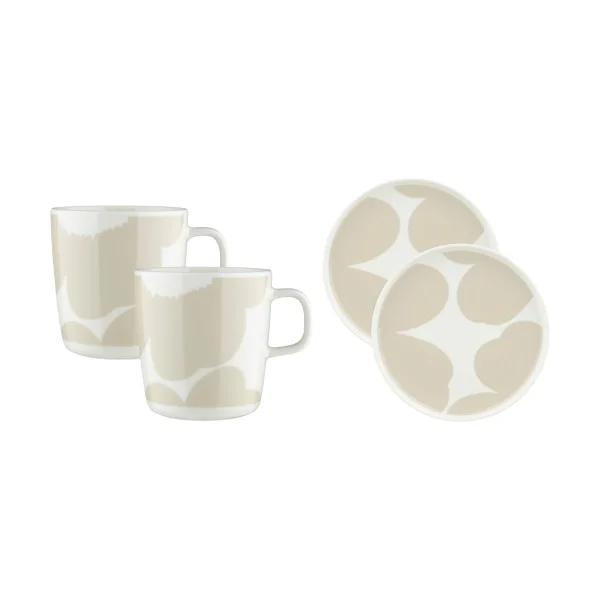Marimekko Iso Unikko Frühstücksset im 4-teilig White-straw