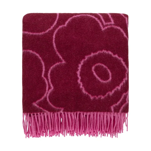 Marimekko Piirto Unikko Pläd 130x170 cm Bordeaux-fuchsia