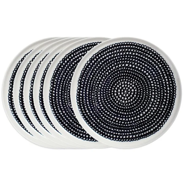 Marimekko Räsymatto Teller 20cm 6er Pack Schwarz kleine Punkte
