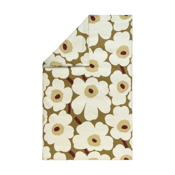 Marimekko Unikko Bettbezug Satin 150x210 cm Green umber-cream