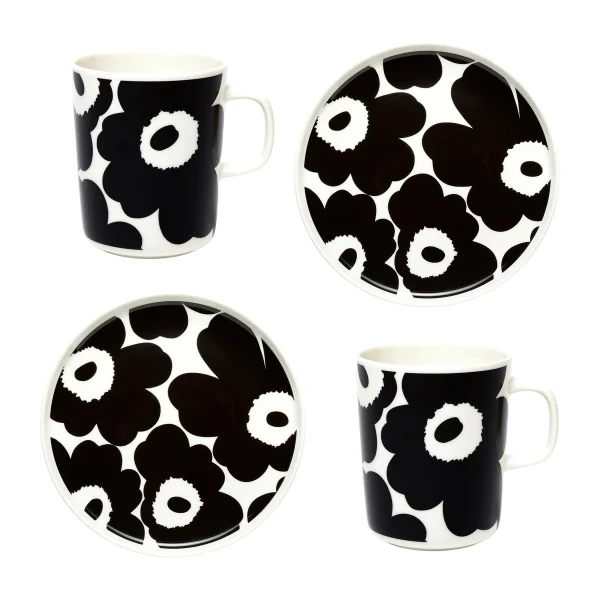 Marimekko Unikko Frühstücksset Weiß-schwarz