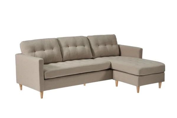 Marino Chaiselongsofa 3 Personen Stoff sandfarben.