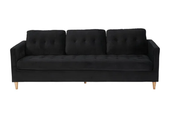 Marino Sofa 3 Personen Velour schwarz.