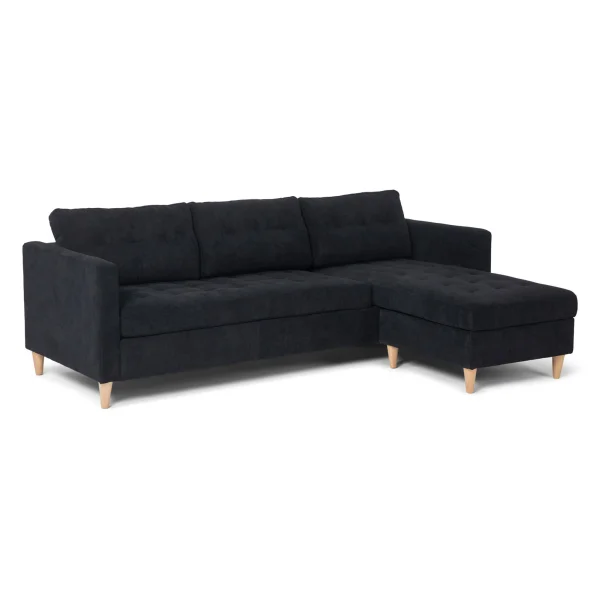 Marino Sofa AB3, Chaiselongue rechts oder links gewendet in Samt schwarz.