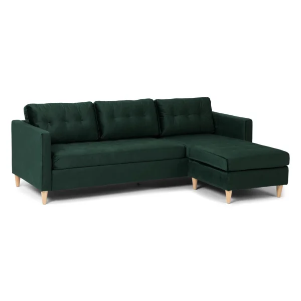 Marino Sofa BA1, Chaiselongue rechts oder links gewendet in Velour grün.