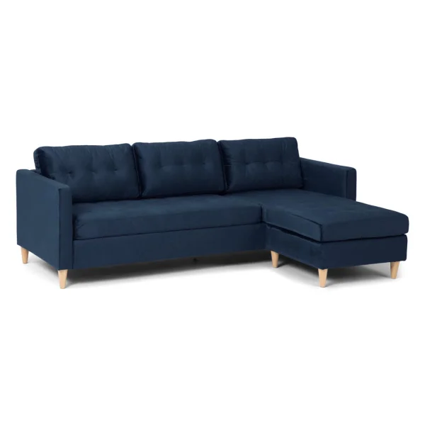 Marino Sofa BA2, Chaiselongue rechts oder links gewendet in Velour blau.