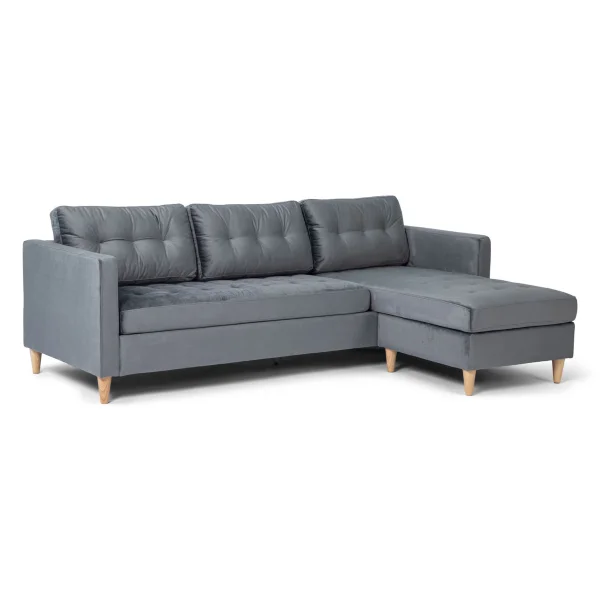 Marino Sofa BA3, Chaiselongue rechts oder links gewendet in Velour grau.