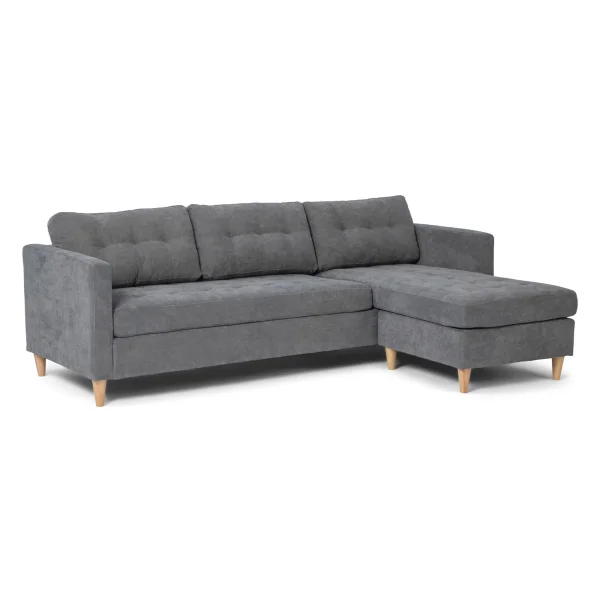 Marino Sofa, Chaiselongue rechts oder links gewendet in Samt grau.