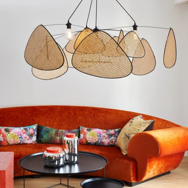 MARKET SET - Hängelampe Screen XXL, 90 cm, natur, Rattan