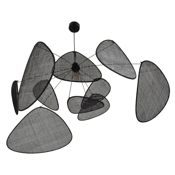 MARKET SET - Screen XL Hängeleuchte, 60 cm, schwarz, Rattan