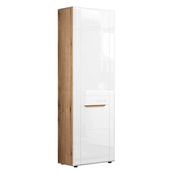 Marlon Kleiderschrank weiß Hochglanz, Eiche dekor.