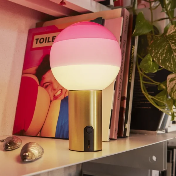 MARSET - Dipping Light Akku-Tischlampe, rosa/messing, dim.