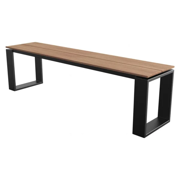 Martin Gartenbank Schwarz und Teak Dekor.