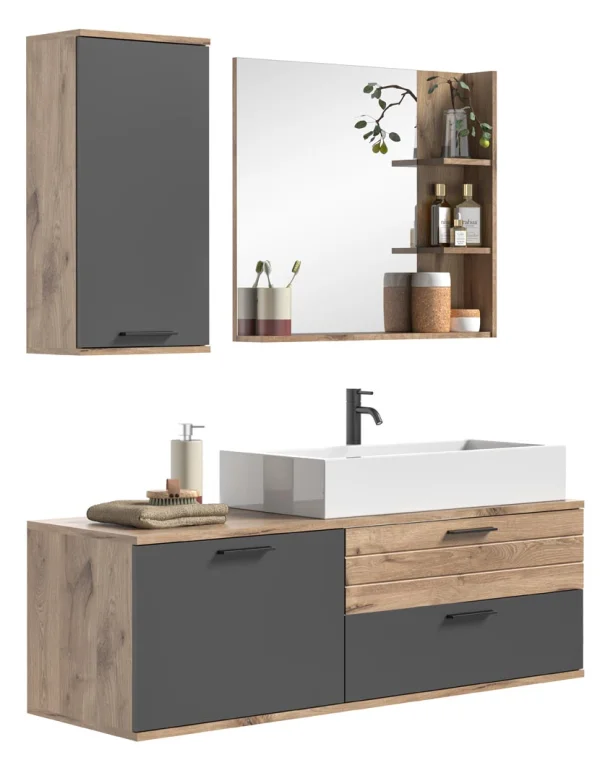 Mason Badmöbelset 140cm Eiche dekor,grau.