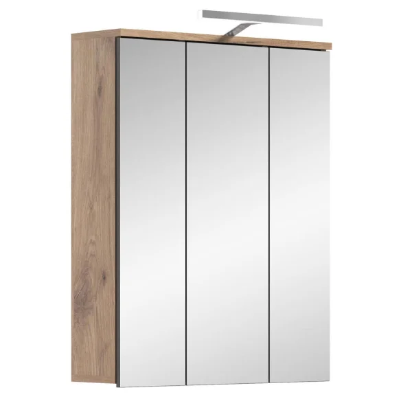 Mason Spiegelschrank Bad 3 Türen mit Licht Eiche dekor.