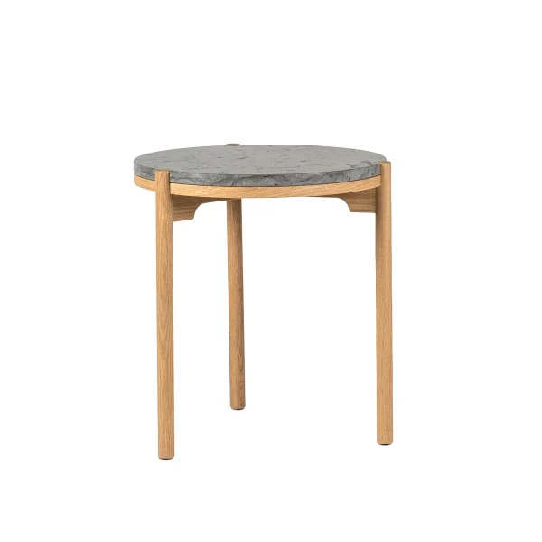 Mavis Dondo Beistelltisch weiß pigmentierte Eiche Ø45 cm Geschliffener Kalkstein