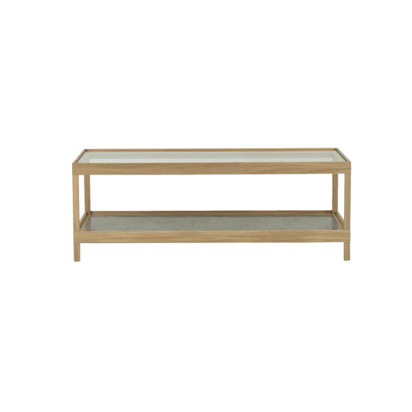 Mavis Ima Couchtisch 125x50 cm Weißpigmentierte, mattlackierte Eiche, Kalkstein
