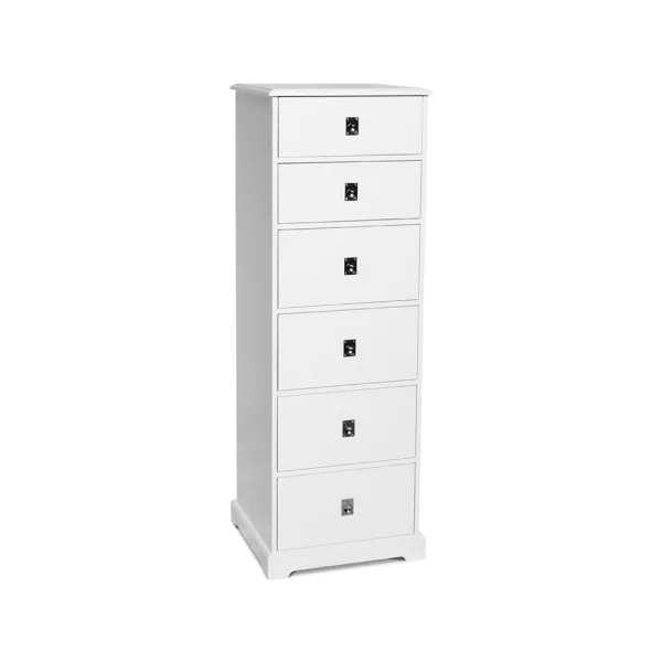 Mavis Smögen Kommode weiß, 6-laden schmal, chrom