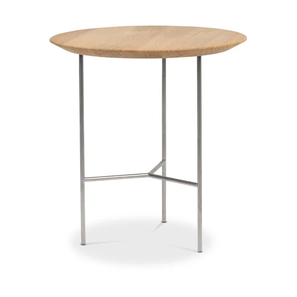 Mavis Tribeca Beistelltisch Eiche geölt rustikal, satinverchromte Beine, Ø47 cm
