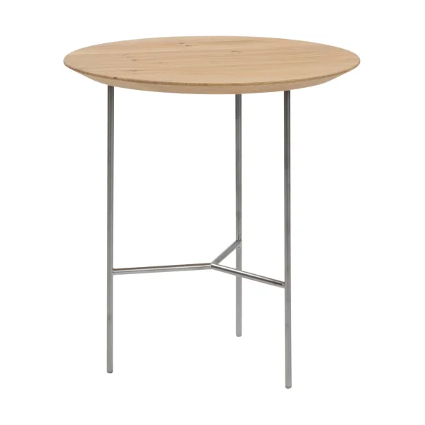Mavis Tribeca Beistelltisch Eiche lackiert, satinverchromte Beine, Ø47 cm