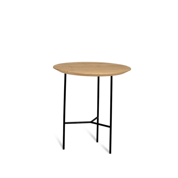 Mavis Tribeca Beistelltisch Eiche lackiert, schwarze Beine, ø47 cm