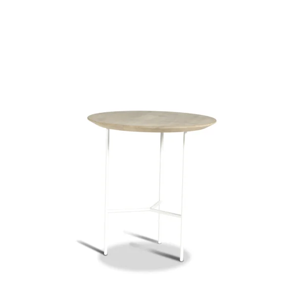 Mavis Tribeca Beistelltisch Eiche seifengebeizt rustikal, weiße Beine, ø47 cm