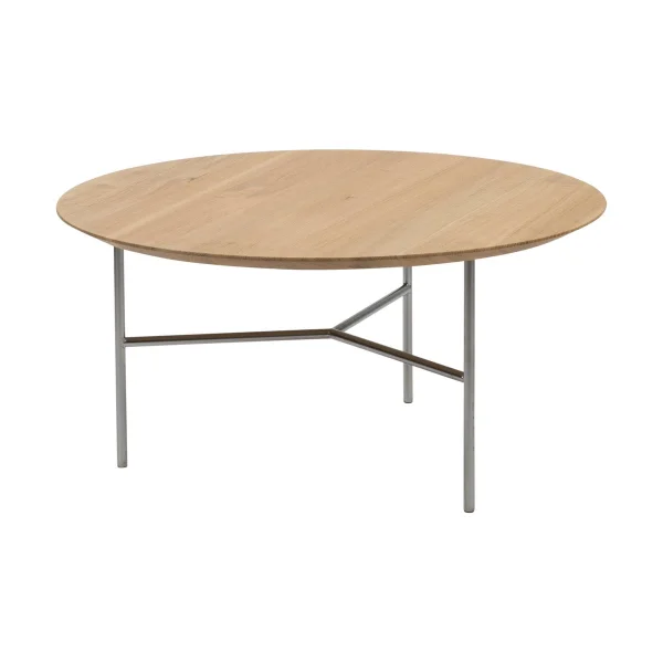 Mavis Tribeca Couchtisch Eiche lackiert, satinverchromte Beine, ø80