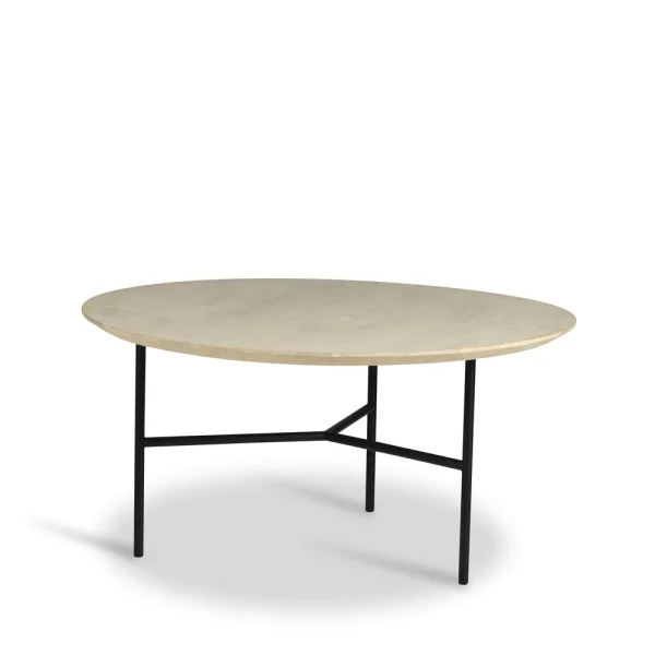 Mavis Tribeca Couchtisch Eiche seifengebeizt rustikal, schwarze Beine, Ø80
