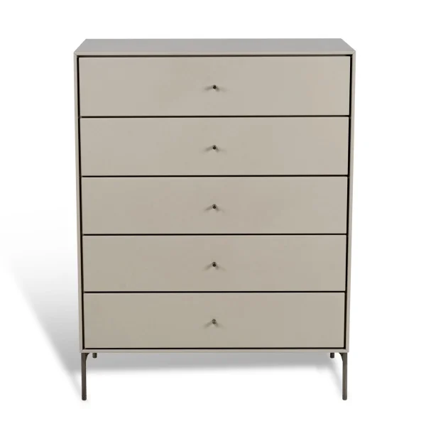 Mavis Volt Kommode 5 Schubladen beige Details aus rostfreiem Stahl