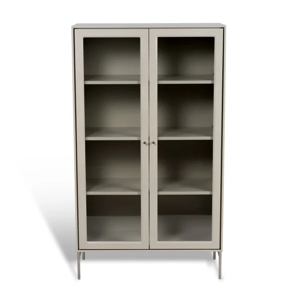 Mavis Volt Vitrinenschrank 130 cm beige Details aus rostfreiem Stahl