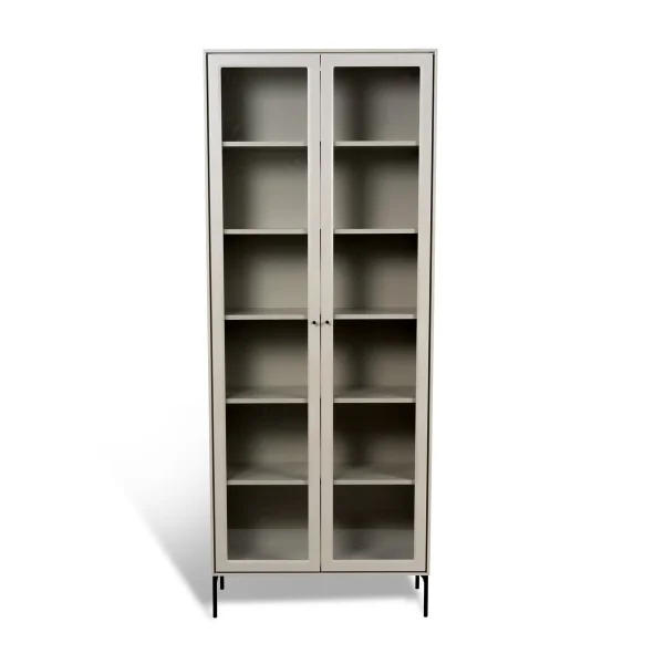 Mavis Volt Vitrinenschrank 190 cm beige Details in Schwarz