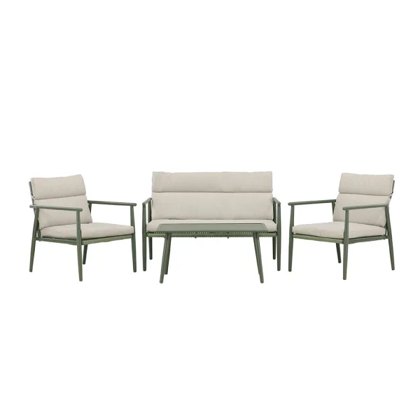 Mazzaro Loungeset 1 Sofa, 2 Stühle, 1 Couchtisch grün.