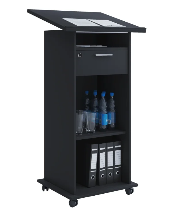 Meeta Schreibtisch , Schreibtisch 3 Regale und 1 Schublade schwarz.