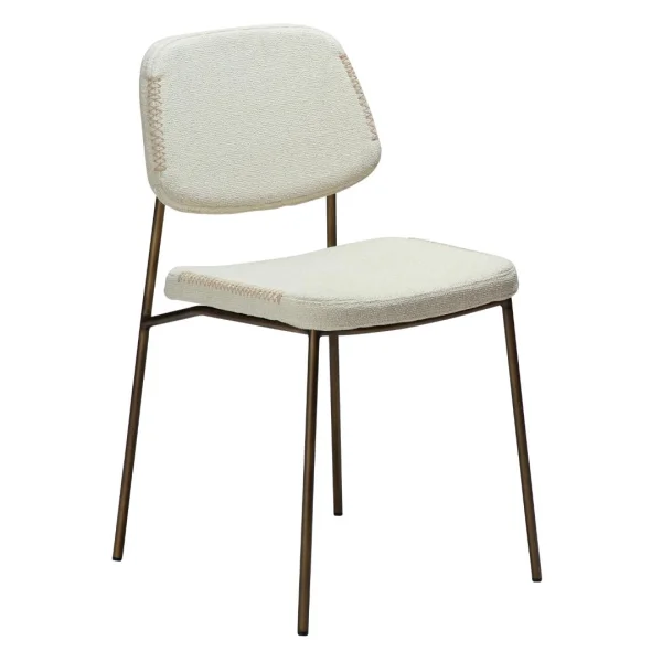 Menta Dan-Form Esszimmerstuhl Bouclé weiß.