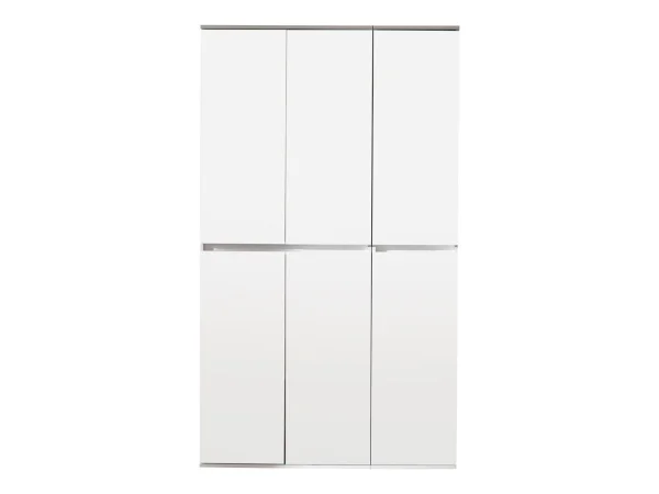 Minor Kleiderschrank 6 Türen, weiss, Spiegel.