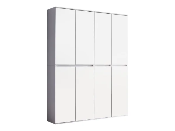 Minor Kleiderschrank 8 Türen, weiss, Spiegel.