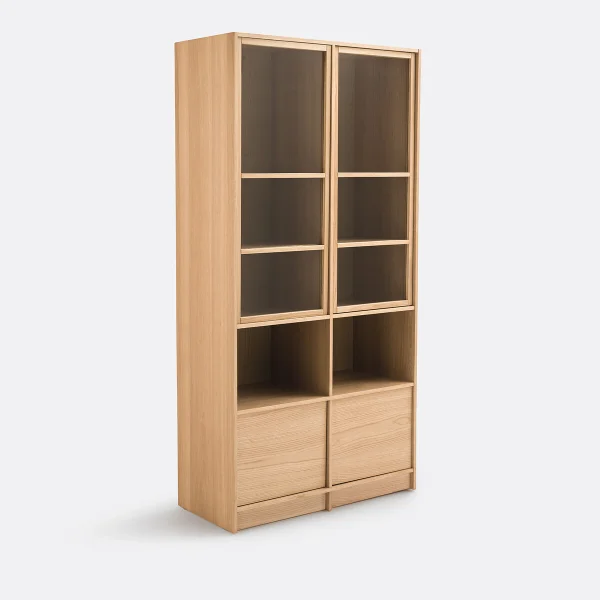 Modularer Vitrinenschrank Aus Eiche, 4 Türen, 2 Fächer, Senssia
