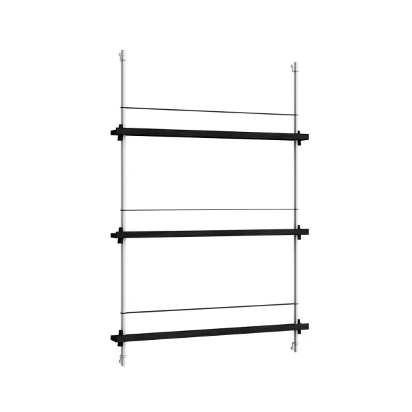 Moebe - Magazine Shelving 115 Regal Black/Stainless Steel