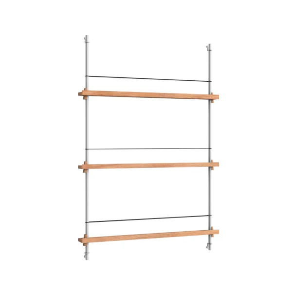 Moebe - Magazine Shelving 115 Regal Oak/Stainless Steel