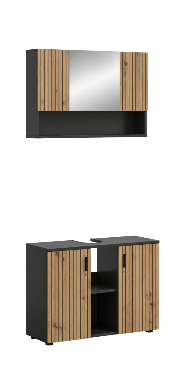 Mone Badmöbelset M7 Eiche Dekor, dunkelgrau.