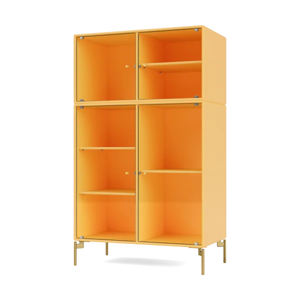 Montana Ripple III Vitrinenschrank 69,6x117,6x38 cm Acacia-Beine brass